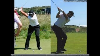 Jon Rahm golf swing  Long Iron faceon amp downtheline July 2017 [upl. by Ahsienod]