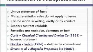 Misrepresentation Lecture 1 of 4 [upl. by Galer]